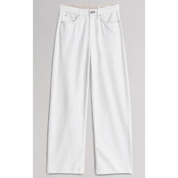 Rag & Bone Featherweight Logan Mid Rise Wide Leg Jeans 32 Ivory Loose Fit NWT - Picture 6 of 8